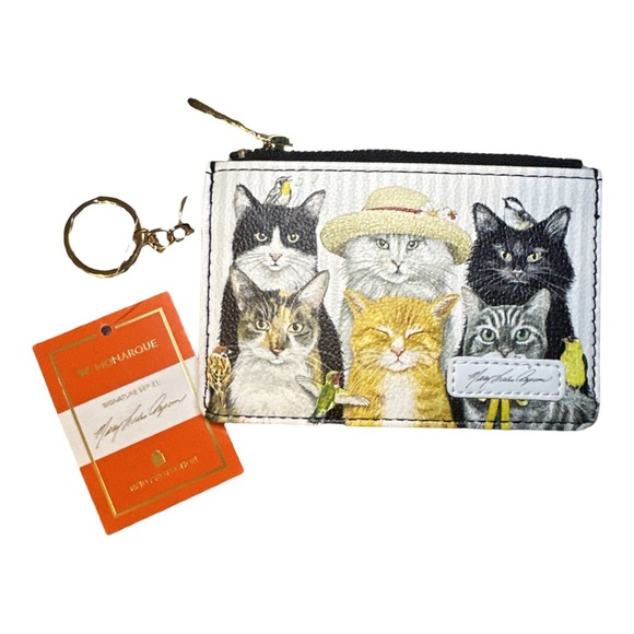 Mary Lake Thompson Cats Keychain Slim Wallet Card ID Holder NWT - Picture 2 of 5